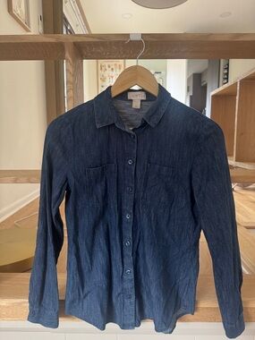 LOFT Indigo Denim-Style Button Front Shirt